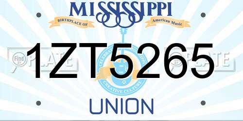 1ZT5265 Mississippi License Plate