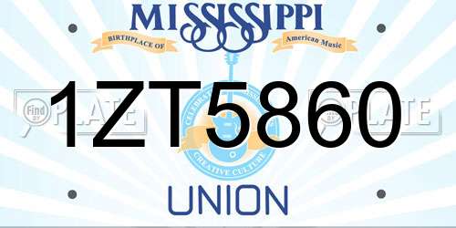 1ZT5860 Mississippi License Plate