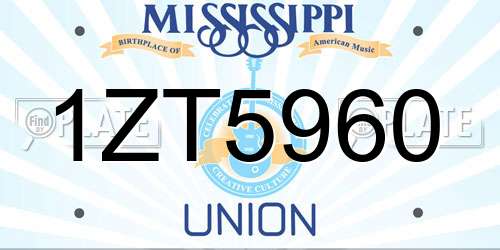 1ZT5960 Mississippi License Plate