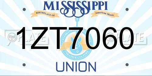 1ZT7060 Mississippi License Plate
