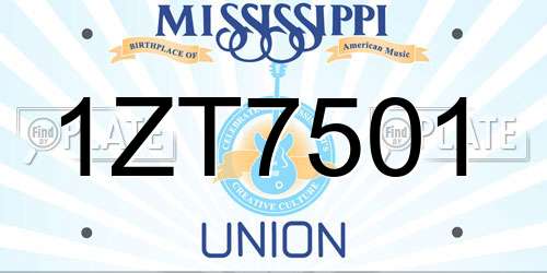 1ZT7501 Mississippi License Plate