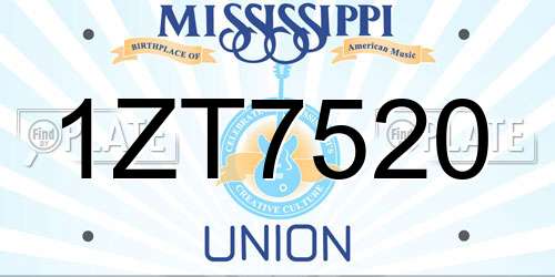 1ZT7520 Mississippi License Plate
