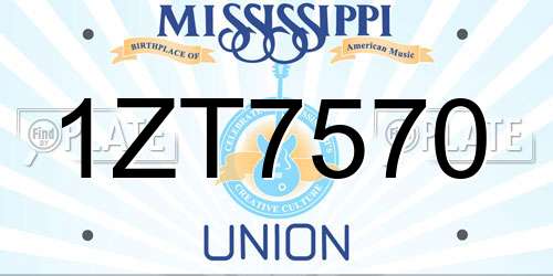 1ZT7570 Mississippi License Plate