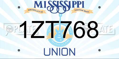 1ZT768 Mississippi License Plate