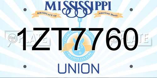 1ZT7760 Mississippi License Plate