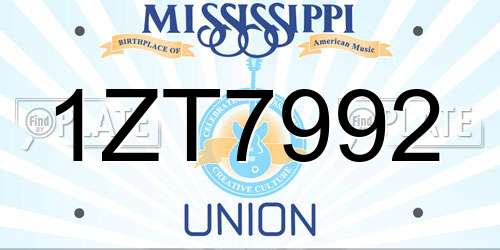 1ZT7992 Mississippi License Plate
