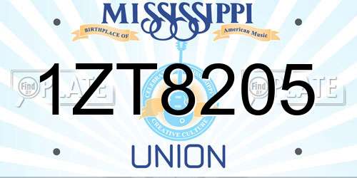 1ZT8205 Mississippi License Plate