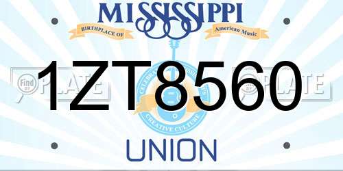 1ZT8560 Mississippi License Plate
