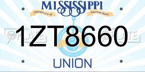 1ZT8660 Mississippi License Plate