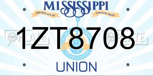 1ZT8708 Mississippi License Plate