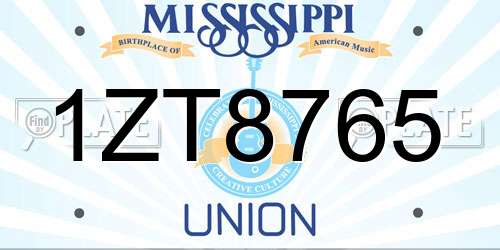 1ZT8765 Mississippi License Plate