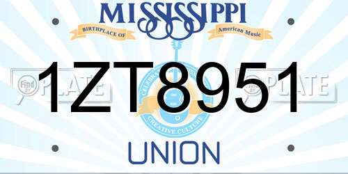1ZT8951 Mississippi License Plate