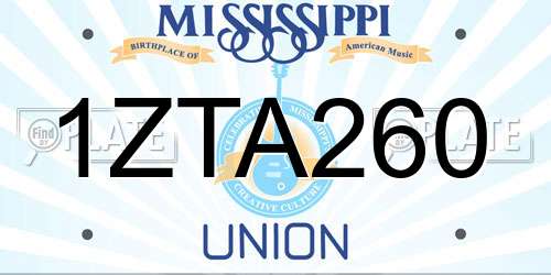 1ZTA260 Mississippi License Plate