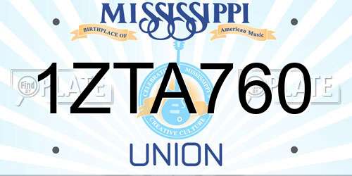 1ZTA760 Mississippi License Plate