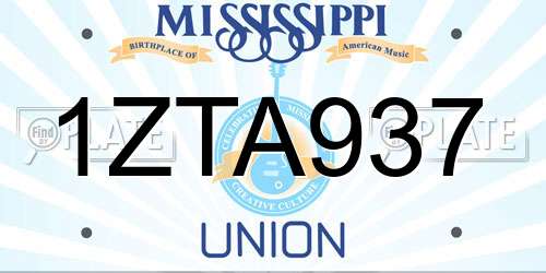1ZTA937 Mississippi License Plate