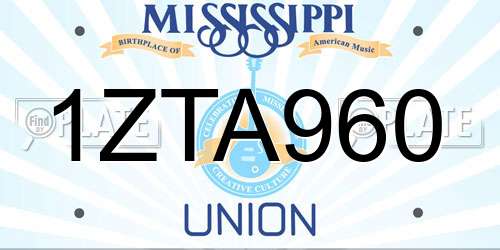 1ZTA960 Mississippi License Plate