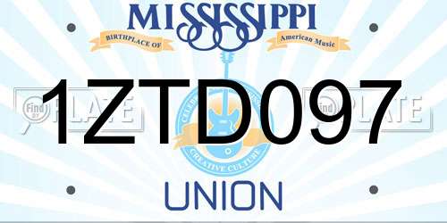 1ZTD097 Mississippi License Plate