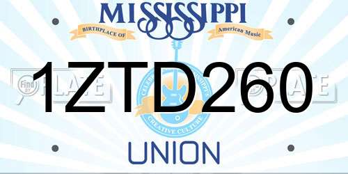 1ZTD260 Mississippi License Plate