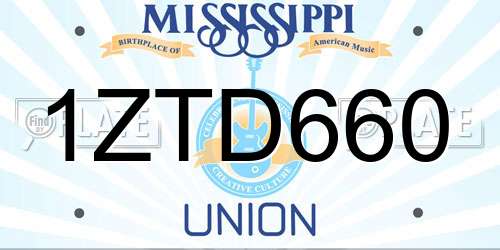 1ZTD660 Mississippi License Plate