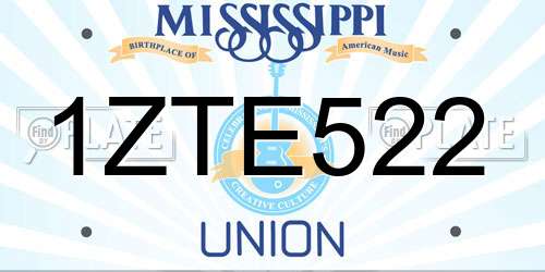 1ZTE522 Mississippi License Plate