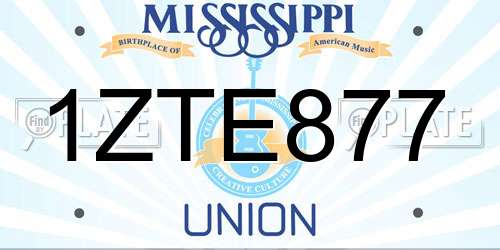 1ZTE877 Mississippi License Plate