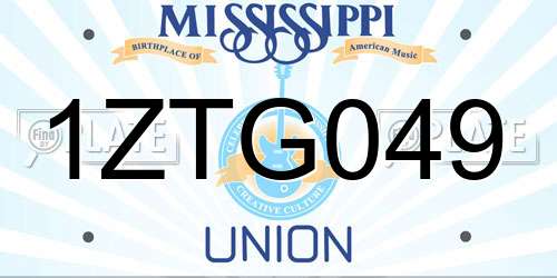 1ZTG049 Mississippi License Plate