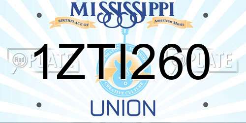 1ZTI260 Mississippi License Plate