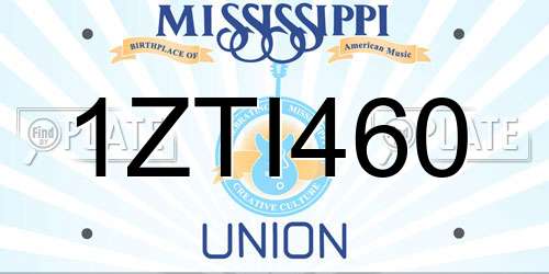 1ZTI460 Mississippi License Plate