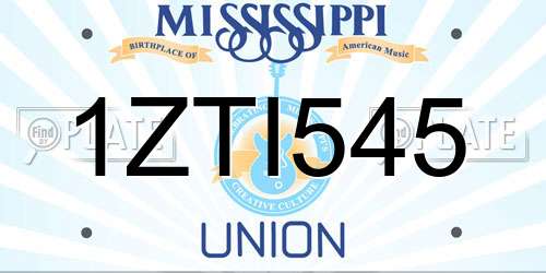 1ZTI545 Mississippi License Plate