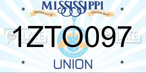 1ZTO097 Mississippi License Plate