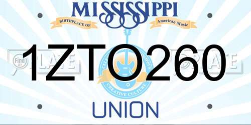 1ZTO260 Mississippi License Plate