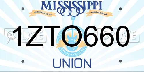 1ZTO660 Mississippi License Plate