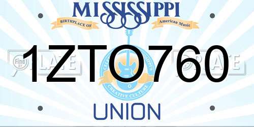 1ZTO760 Mississippi License Plate