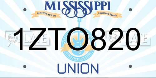 1ZTO820 Mississippi License Plate