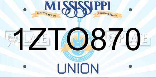 1ZTO870 Mississippi License Plate