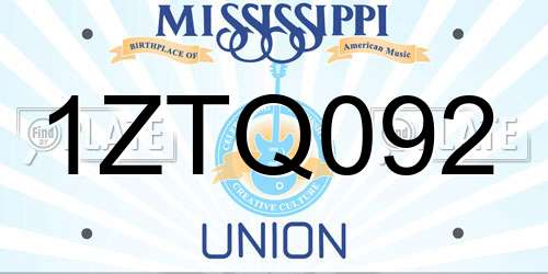 1ZTQ092 Mississippi License Plate