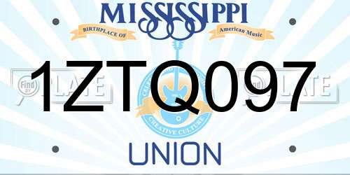 1ZTQ097 Mississippi License Plate