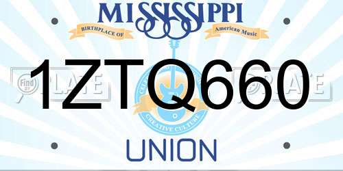 1ZTQ660 Mississippi License Plate