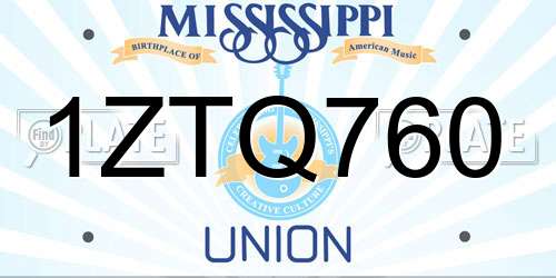 1ZTQ760 Mississippi License Plate