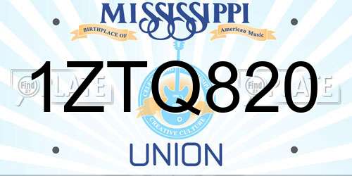 1ZTQ820 Mississippi License Plate
