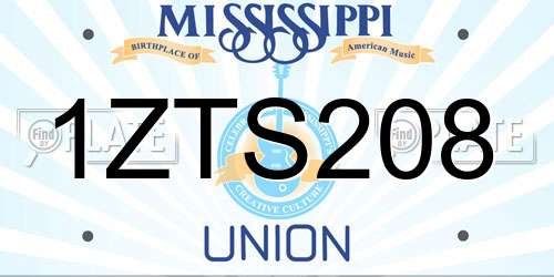 1ZTS208 Mississippi License Plate