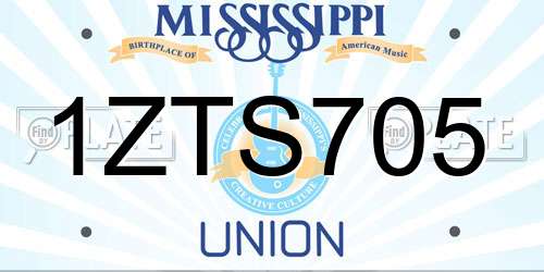 1ZTS705 Mississippi License Plate
