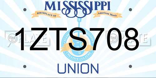 1ZTS708 Mississippi License Plate