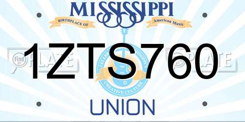 1ZTS760 Mississippi License Plate