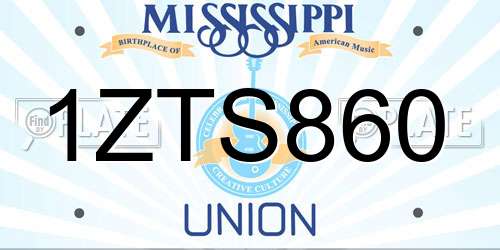 1ZTS860 Mississippi License Plate