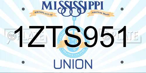 1ZTS951 Mississippi License Plate