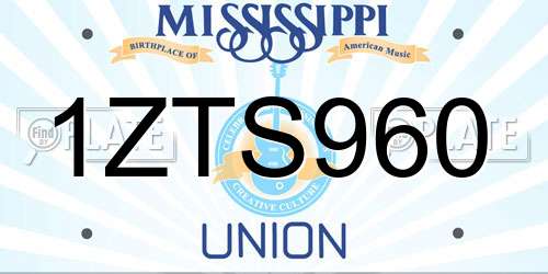 1ZTS960 Mississippi License Plate