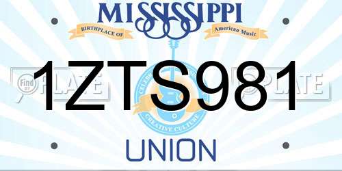 1ZTS981 Mississippi License Plate