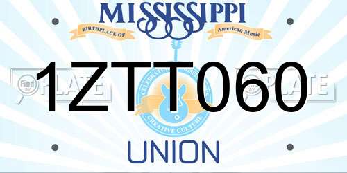 1ZTT060 Mississippi License Plate