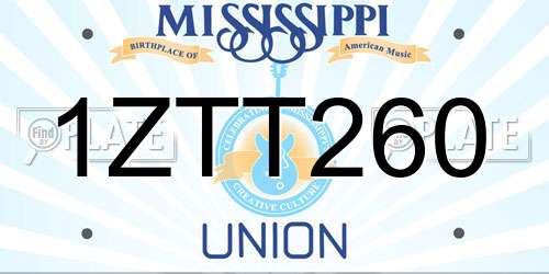 1ZTT260 Mississippi License Plate